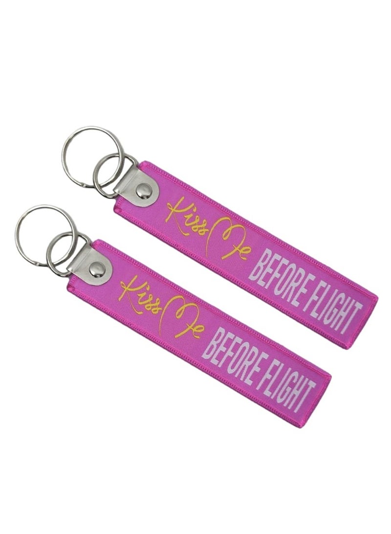 Pink and Yellow Fabric Keychain