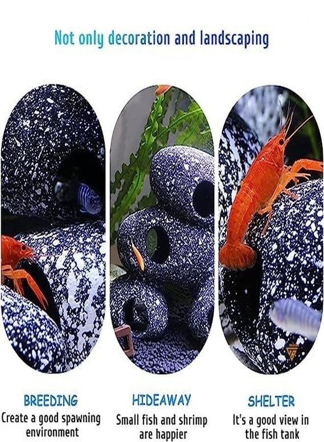 GIG BAZAAR Aquarium Stone Shelter Rock Realistic Artificial Granite Rock Small Fish Shrimp Hideaway Decoration Ornament Accessories (Black and White) - Image 5