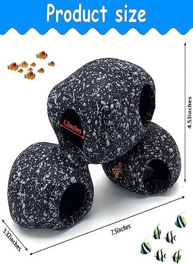 GIG BAZAAR Aquarium Stone Shelter Rock Realistic Artificial Granite Rock Small Fish Shrimp Hideaway Decoration Ornament Accessories (Black and White) - Image 3
