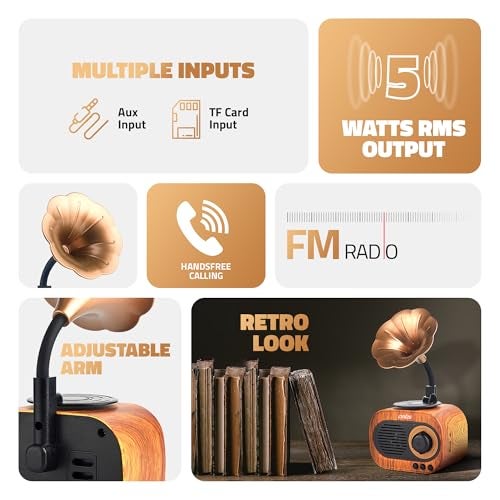 Artis BT12 Classic Retro Wireless BT Speaker with FM/USB/AUX in & Hands Free Calling (5W RMS Output) - Image 2