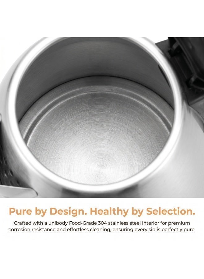 Electric Tea Kettle 1.8 L, Auto Shut Off And Boil Dry Protection, Safety Lock Lid, 360 Degree Rotational Base, Stainless Steel, Ergonomic Handle, 1500w, SKT1802,Silver/Black - Image 5