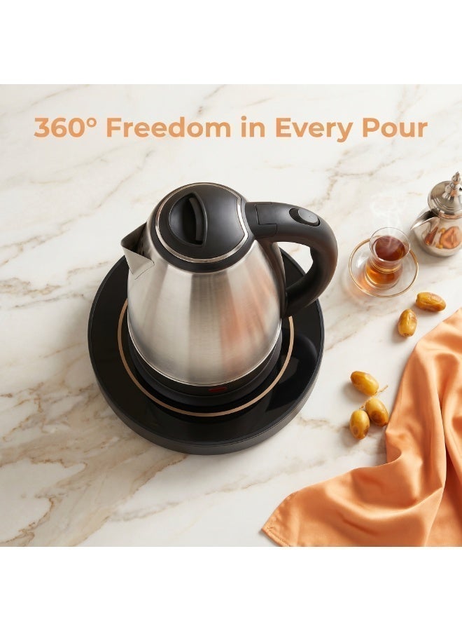 Electric Tea Kettle 1.8 L, Auto Shut Off And Boil Dry Protection, Safety Lock Lid, 360 Degree Rotational Base, Stainless Steel, Ergonomic Handle, 1500w, SKT1802,Silver/Black - Image 4