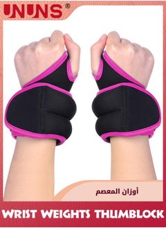 UNUNS Wrist Weights Set With Thumb Hole, Set of 2,1 lb 1 Pair,Adjustable Ankle Arm Weights For Women Men Kids Fitness Strength Exercise Gym Fitness Workout Walking Jogging Cardio Exercises,Black Pink  - Image 1