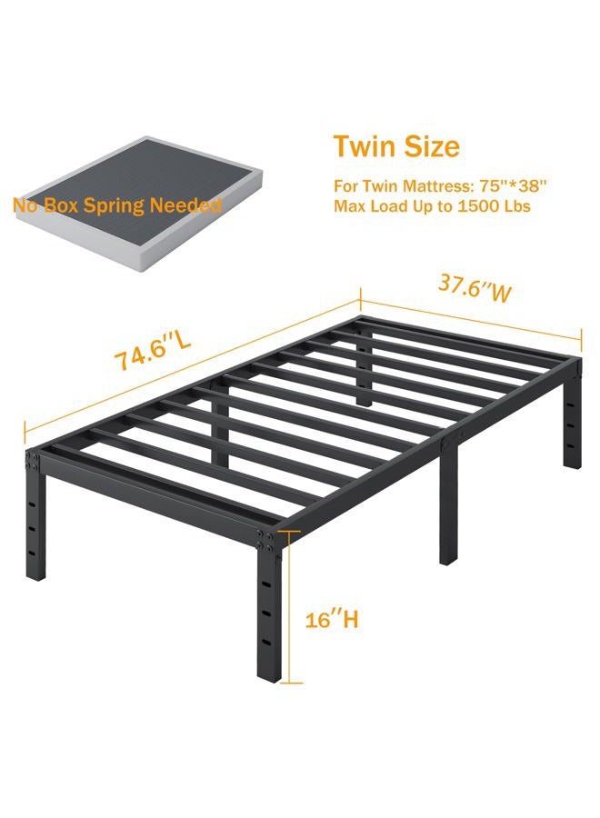 SHLAND Twin Bed Frames, 14 Inch High Metal Platform Bed Frame Mattress Foundation with Steel Slats Support, No Box Spring Needed, No Noise, Easy Assembly - Image 3