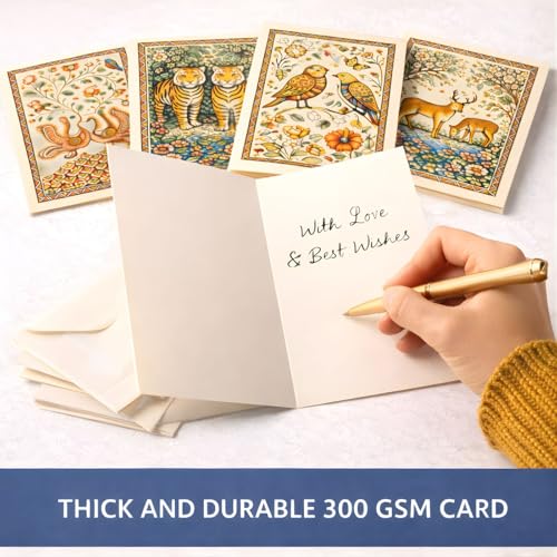 Brandian Kalamkari Notecards (Pack of 12) | Indian Folk Art Greeting Cards | Blank Inside for All Occasions - Image 4