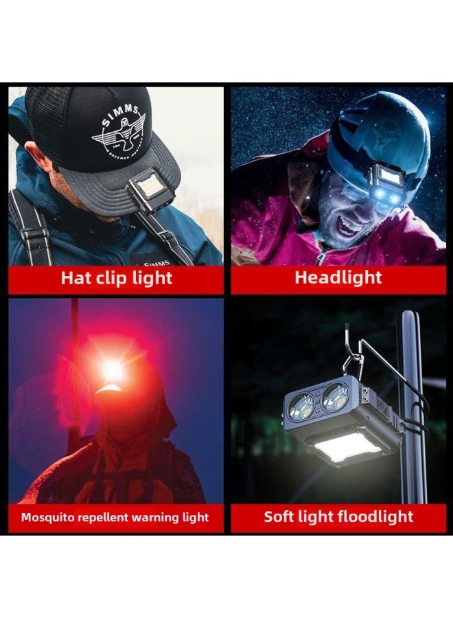 Headlight Charging Bright Long Endurance Fishing Special Head-mounted Lighting Induction Night Fishing Flashlight Outdoor Flashlight-Product Specifications:【gray】 Dual Lamp Heads + Head-mounted Clip For Dual Use - Domestic 800 Mah Battery P5 Wick 7 Days - Image 4