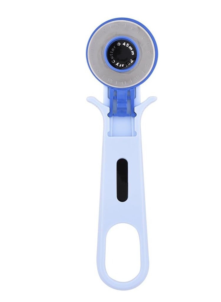 Excefore Fabric Cutting Knife 45mm Rotary Cutter for Fabric Safety Lock Ergonomic Classic Comfort Loop Fabric Small Rotary Cutter for Sewing Quilting Crafting Blue  - Image 1