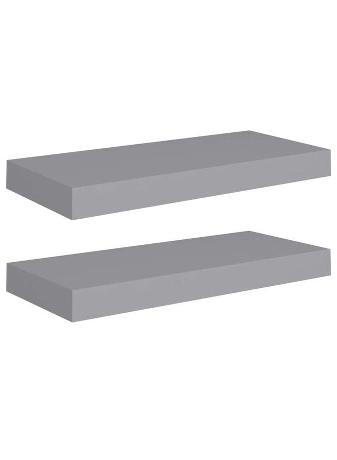 vidaXL Floating Wall Shelves, Set of 2, Gray, 23.6"x9.3"x1.5", Stylish Honeycomb MDF and Metal Frame, Easy to Install, Suitable for Books, Collectibles, Decorations - Image 1
