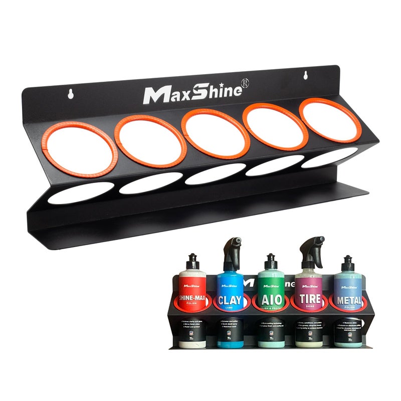 Maxshine Universal Detailing Spray Bottle Holder - Holds 5 Sprayers (16oz), Sturdy & Lightweight Organizer, Easy Wall Mounting, Ideal for Garage & Mobile Use, Auto Detailing Accessories & Supplies - Image 5