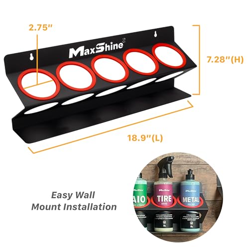 Maxshine Universal Detailing Spray Bottle Holder - Holds 5 Sprayers (16oz), Sturdy & Lightweight Organizer, Easy Wall Mounting, Ideal for Garage & Mobile Use, Auto Detailing Accessories & Supplies - Image 2