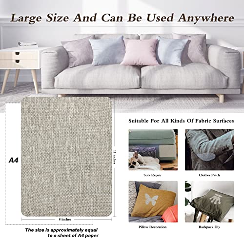 KING MOUNTAIN Coarse Linen Repair Patches, Self-Adhesive Linen Fabric Patches, 8X11 inch Extra Size, Multi Color, Can be Used for Linen Sofa Repair (8" x 11",Cream-Gray 1.0) - Image 4