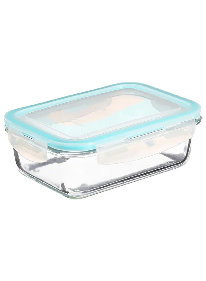Five Simply Smart 3-Piece Gm Clipeat Rectangular Glass Food Conservation Box Clear And Blue 9.1 X 17.5 X 23.8 Cm 146512