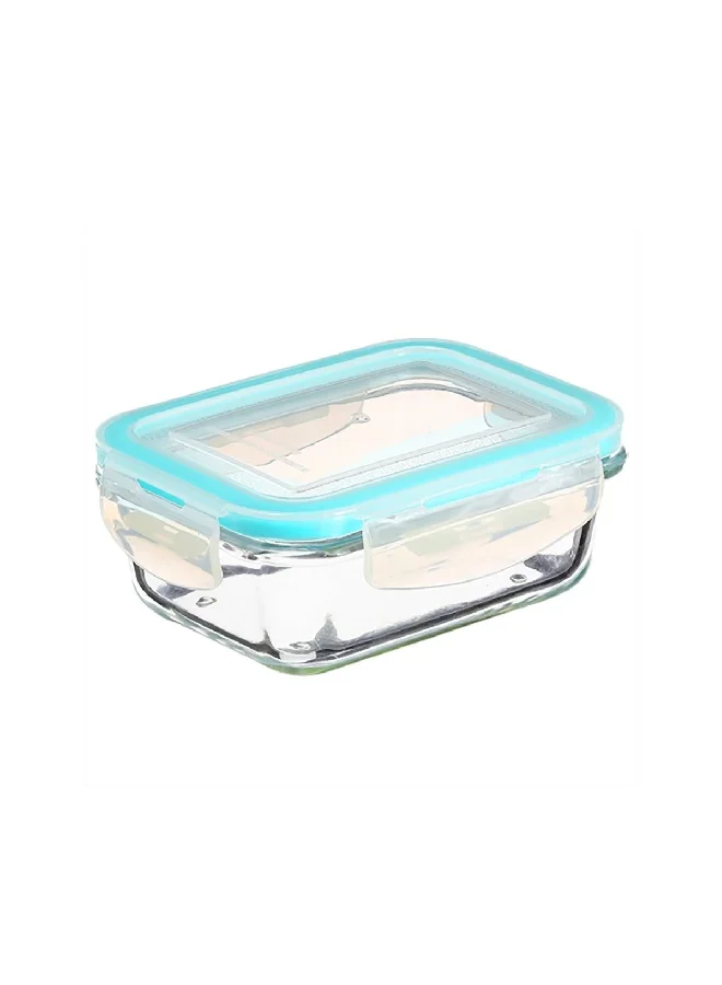 Five Simply Smart 3-Piece Gm Clipeat Rectangular Glass Food Conservation Box Clear And Blue 9.1 X 17.5 X 23.8 Cm 146512