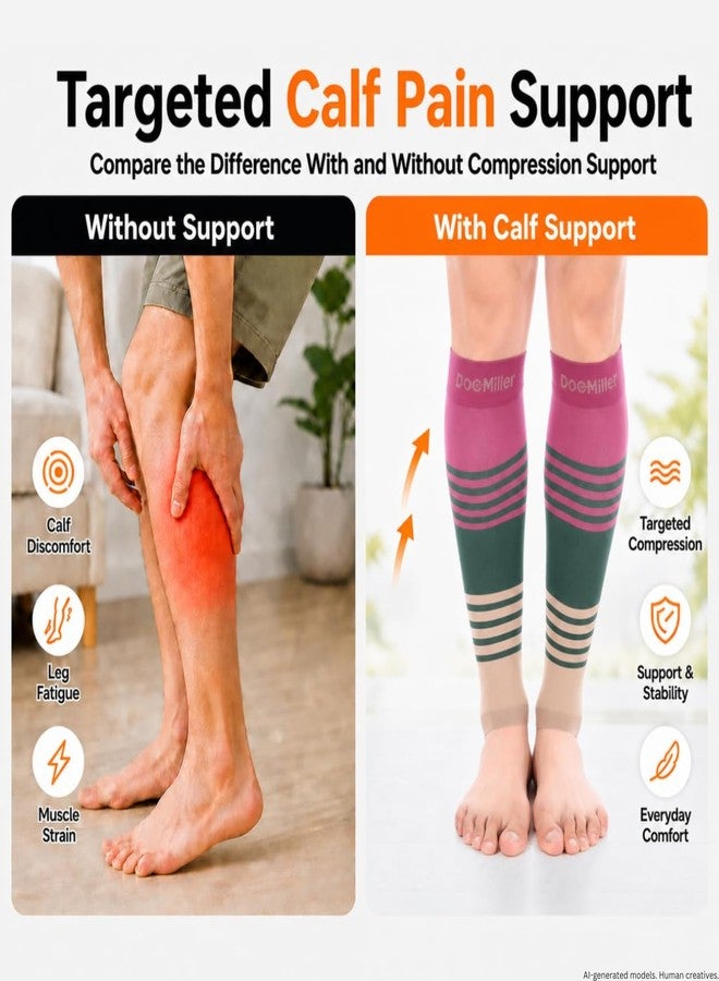 Doc Miller Calf Compression Sleeve for Men & Women - 20-30 mmHg Graduated Compression, Footless Compression Socks Alternative for Running, Shin Splints, Swelling, Varicose Veins -Calf Support, 1 Pair - Image 4