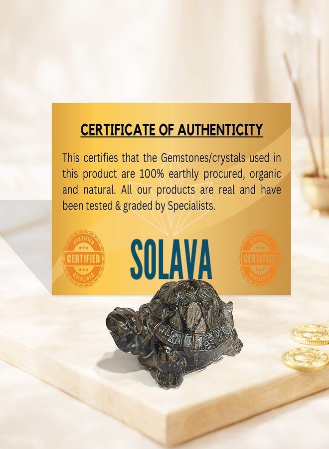 SOLAVA Natural Pyrite Tortoise (Kachhua) for Money, Vastu & Feng Shui Pyrite Crystal Turtle for Wealth, Success & Protection - AAA Quality Energised Crystal Tortoise for Home, Office & Gift - Image 4