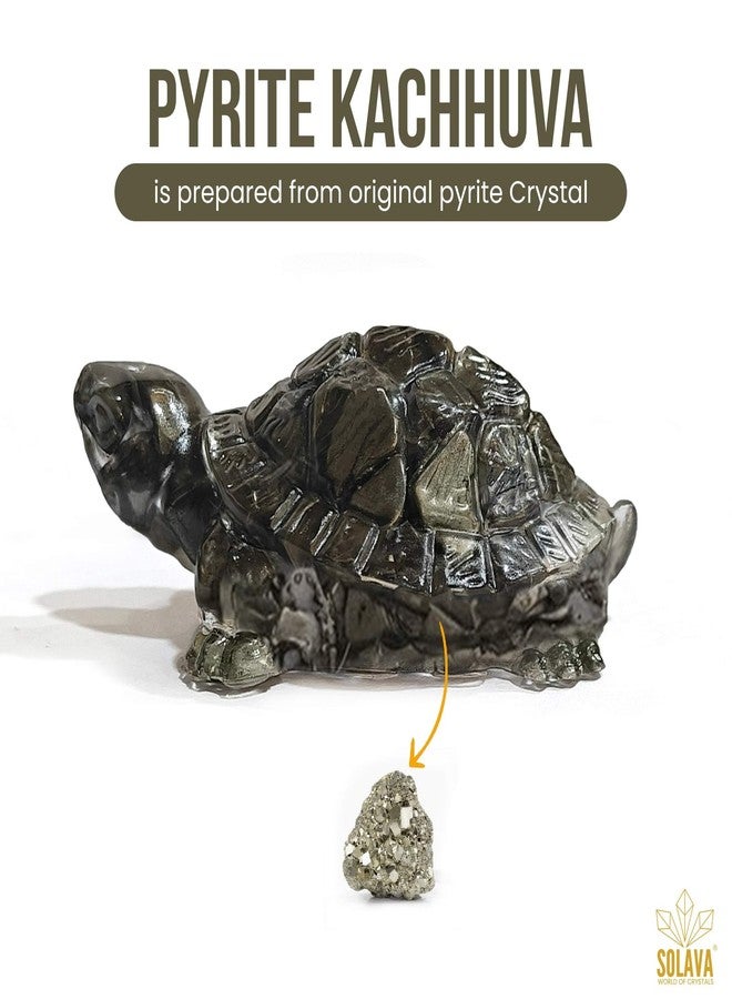 SOLAVA Natural Pyrite Tortoise (Kachhua) for Money, Vastu & Feng Shui Pyrite Crystal Turtle for Wealth, Success & Protection - AAA Quality Energised Crystal Tortoise for Home, Office & Gift - Image 5
