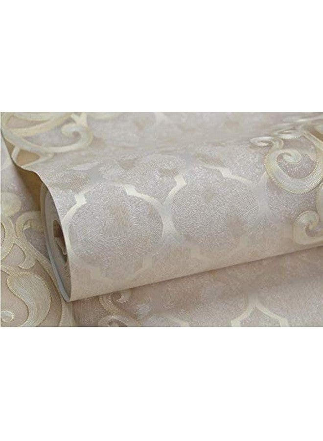 Eurotex Damask Design Wallpaper Roll for Covering Living Room, Bedroom Walls (PVC Coated, Size 53x1000cm, 57sqft, Beige Color, 37204 - Image 2