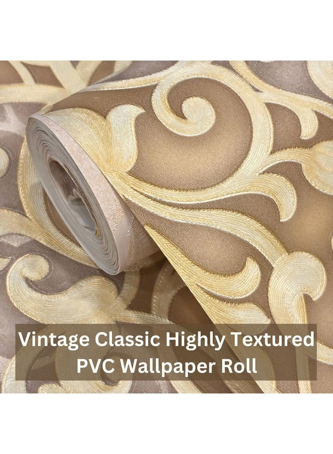 Eurotex Damask Design Wallpaper Roll for Covering Living Room, Bedroom Walls (PVC Coated, Size 53x1000cm, 57sqft, Beige Color, 37204 - Image 5