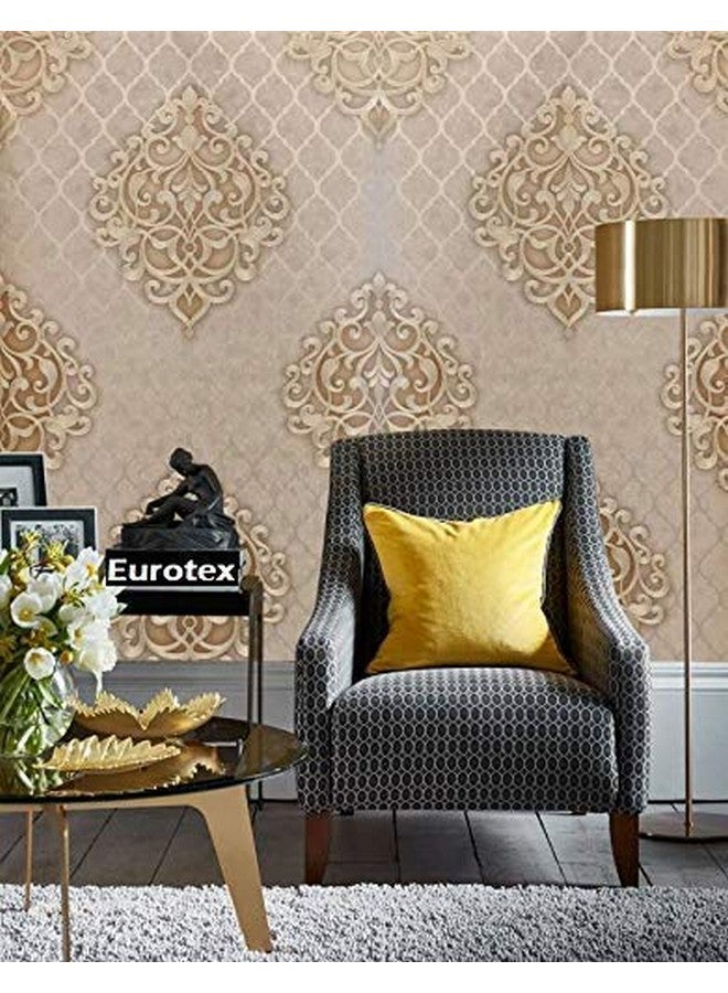 Eurotex Damask Design Wallpaper Roll for Covering Living Room, Bedroom Walls (PVC Coated, Size 53x1000cm, 57sqft, Beige Color, 37204 - Image 3