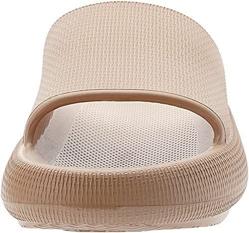 BRONAX Pillow Slippers for Women and Men | House Slides Shower Sandals | Cushioned Thick Sole 44-45 Brown - Image 3