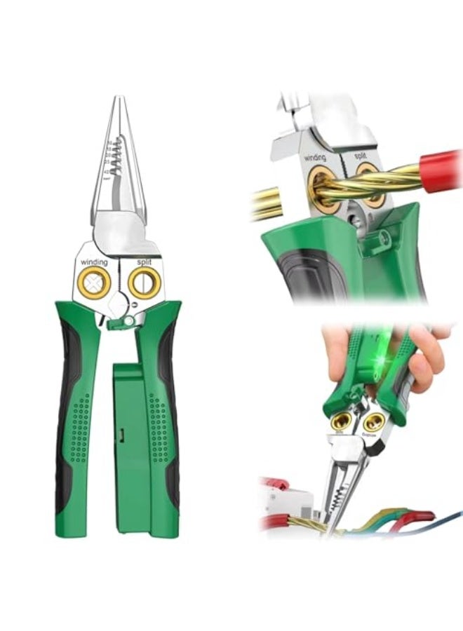 Tazweeq 1 Pcs Wire Stripper Twister with Electricity Measurement Function, 8in1 Wire Stripping Pliers, for Cutting and Pulling Wires Cable Scissors, for Scraping and Pressing Wires - Image 1