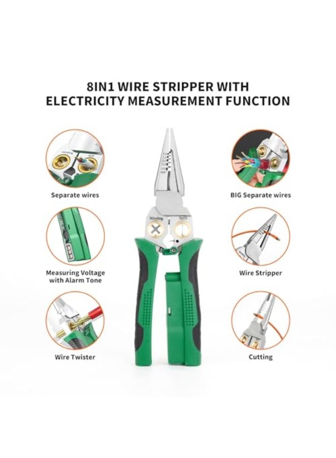 Tazweeq 1 Pcs Wire Stripper Twister with Electricity Measurement Function, 8in1 Wire Stripping Pliers, for Cutting and Pulling Wires Cable Scissors, for Scraping and Pressing Wires - Image 5