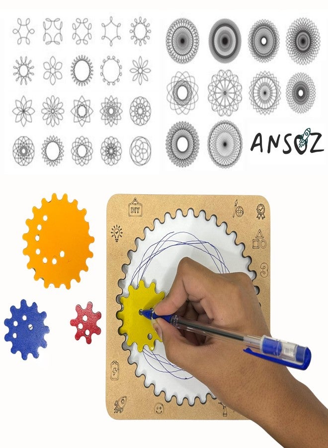 Ansoz Spirograph Drawing Kit with Geometric & Scale Ruler for Kids, 1 Pack - Image 5