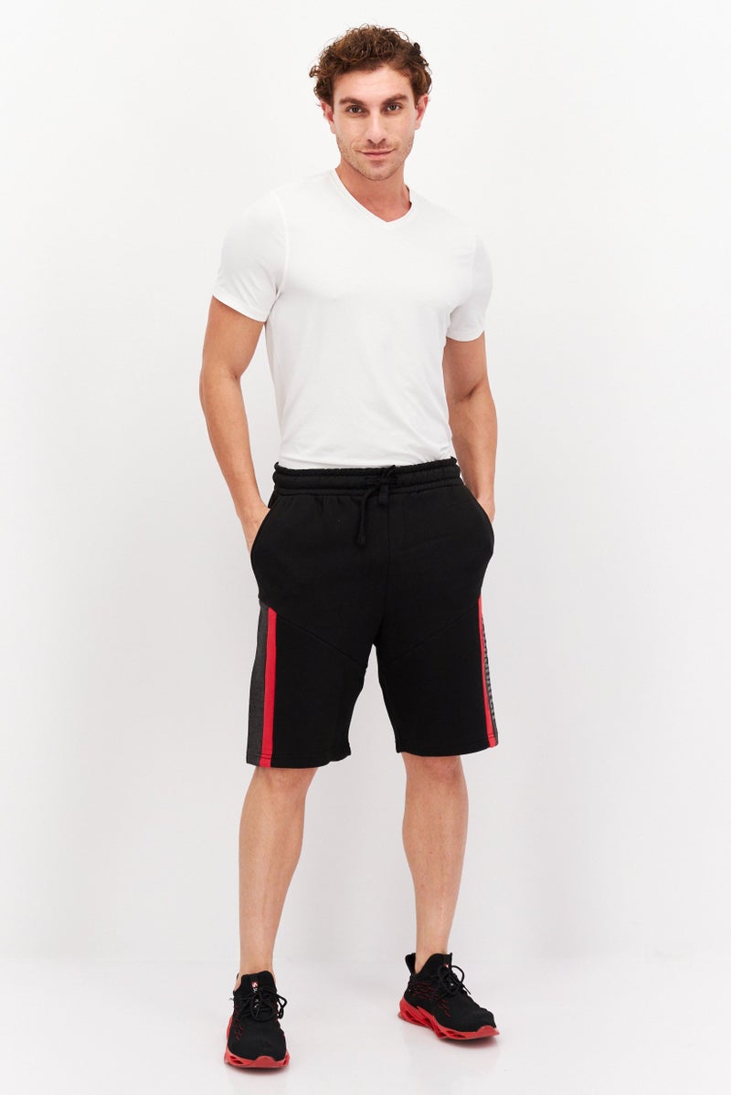 CROSSHATCH Men Drawstring Brand Logo Basic Shorts, Black - Image 3
