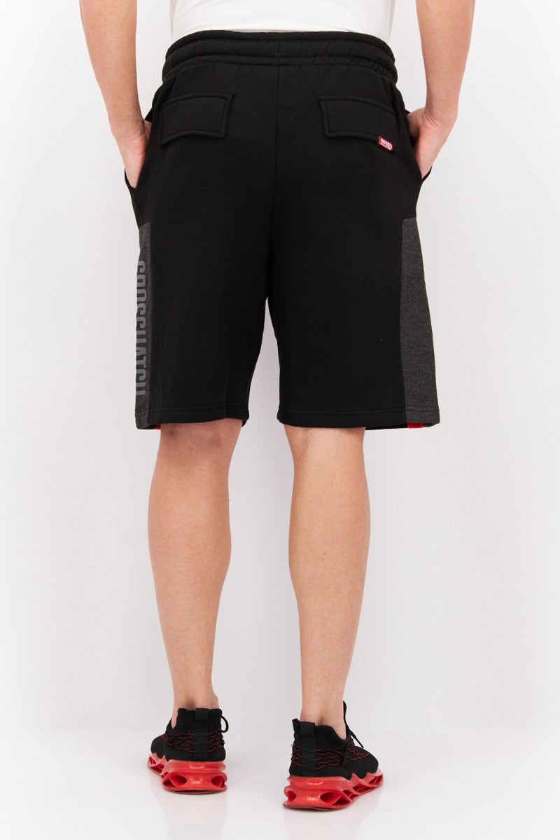 CROSSHATCH Men Drawstring Brand Logo Basic Shorts, Black - Image 2