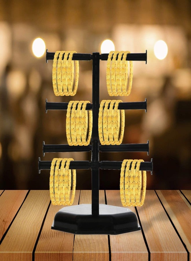 BANDHAN Industrial Pipe Curve T-Bar Jewelry Bracelet & Necklace, Small Bangle, Chudi, Churi Display Stand/Jewellary Stand (Black - 4 Layer) - Image 4