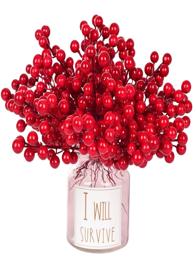 Lvydec 30pcs Artificial Red Berry Picks - Christmas Holly Berry Branches Red Berry Stems for Holiday Home Decor and Crafts - Image 2