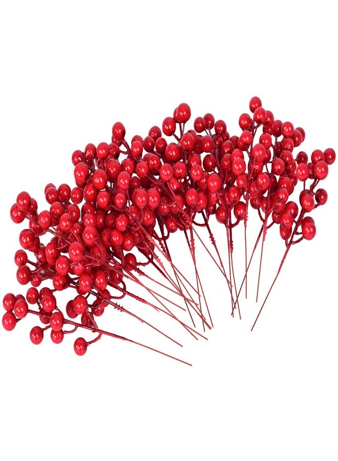 Lvydec 30pcs Artificial Red Berry Picks - Christmas Holly Berry Branches Red Berry Stems for Holiday Home Decor and Crafts - Image 1