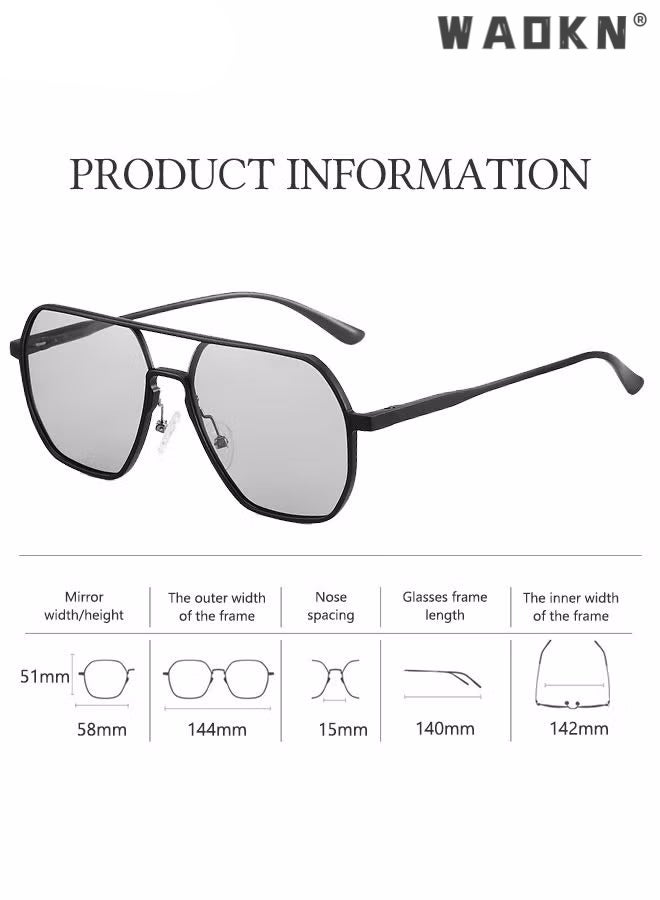 WAOKN Men's Polarized Square Sunglasses, UV400 Protection Sun Glasses with Aluminum Magnesium Alloy Frame, Color Changing Glasses for Men Driving, Fishing, Golfing, Traveling, Gradient Grey Lens - Image 2