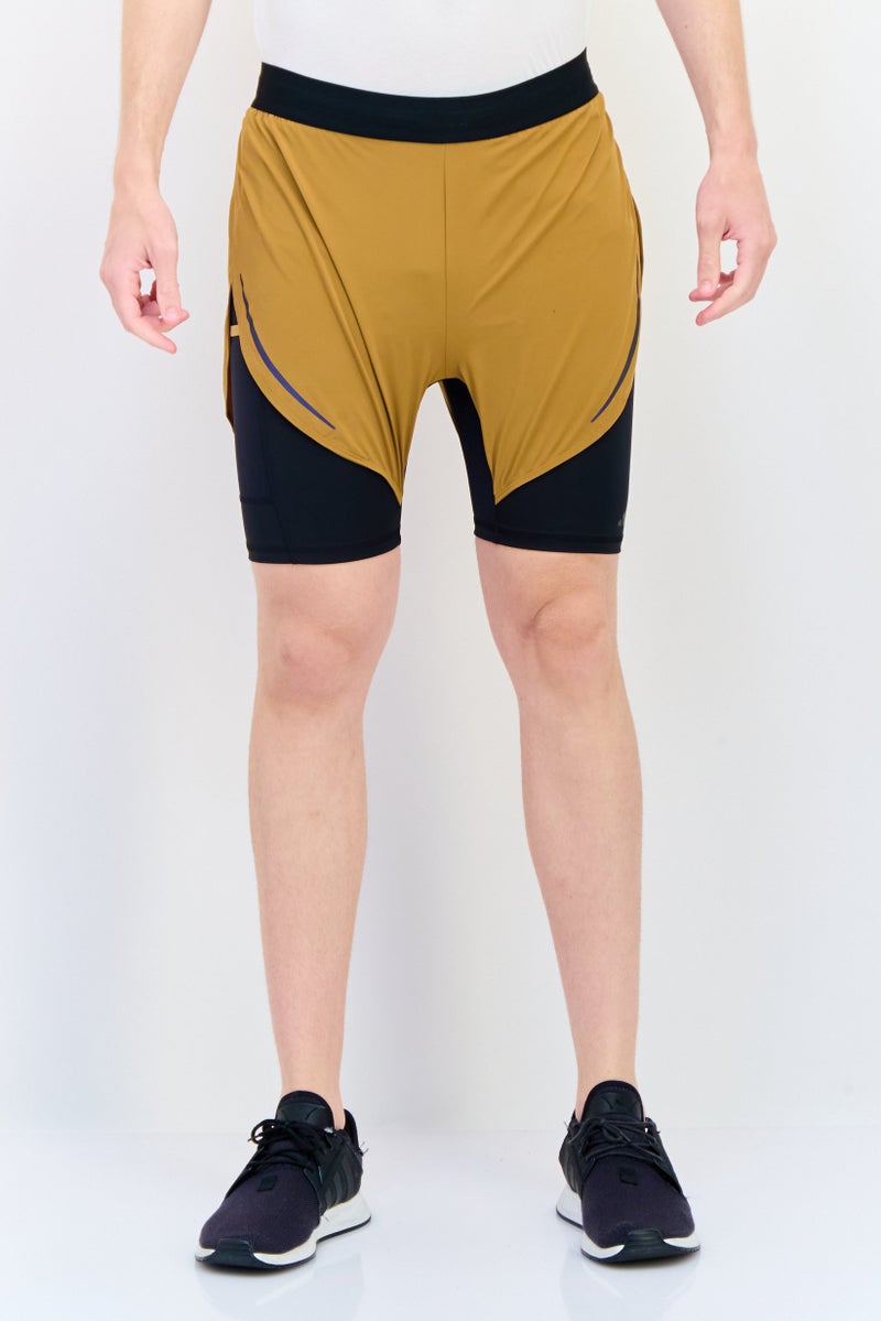 Adidas Men Slim Fit 5 Inseam 2 In 1 Training Shorts, Brown - Image 1