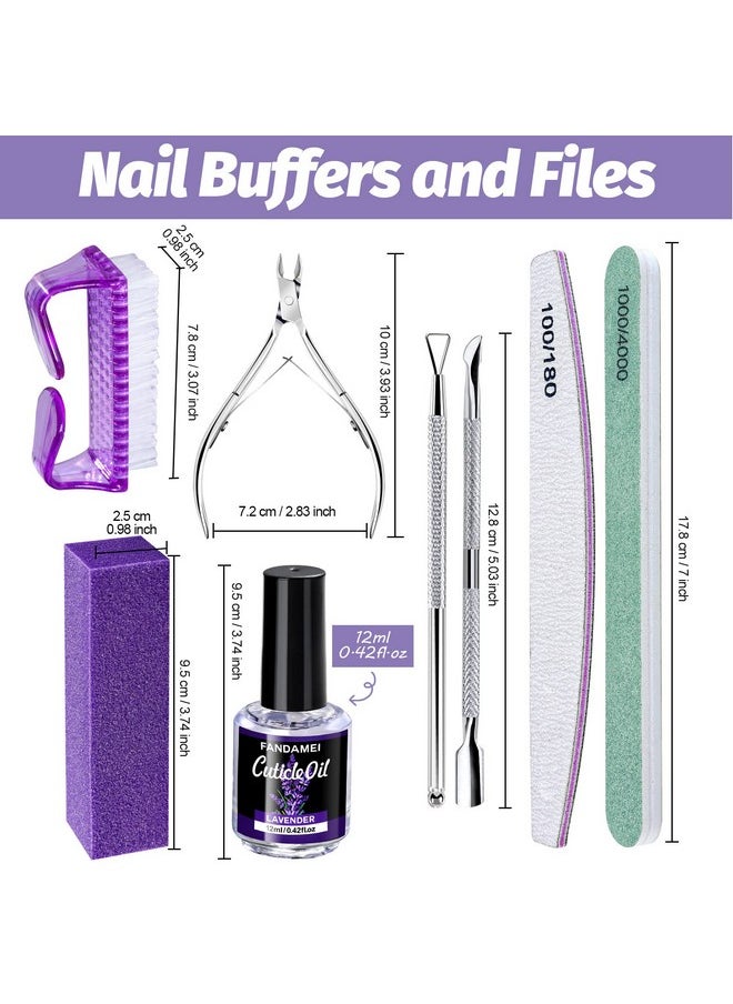 FANDAMEI Nail Files And Buffers Nail Cuticle Remover Kit With Nail File Nail Buffer Nail Buffer Block Cuticle Nipper Cuticle Pusher Cuticle Peeler. Nail Cuticle Oil Lavender For Nail Care  - Image 2