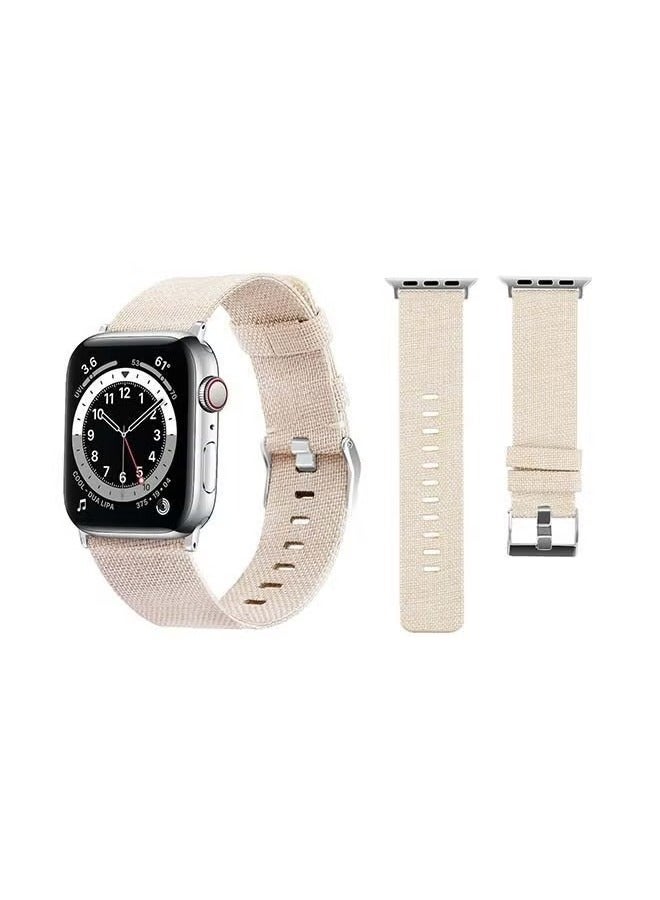 vesus Fabric Replacement Band For Apple Watch Series 6/SE/5/4/3/2/1 Beige Cream