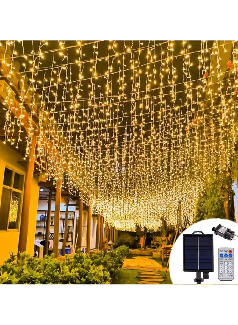 AUTOYSUR 5M 256 LED Outdoor Curtain Lights, 16.4FT x 3.3FT Curtain String Lights with 8 Shining Modes for Indoor Ceremony Birthday Christmas Party Bedroom Balcony Roof Decorations (Warm White) - Image 1