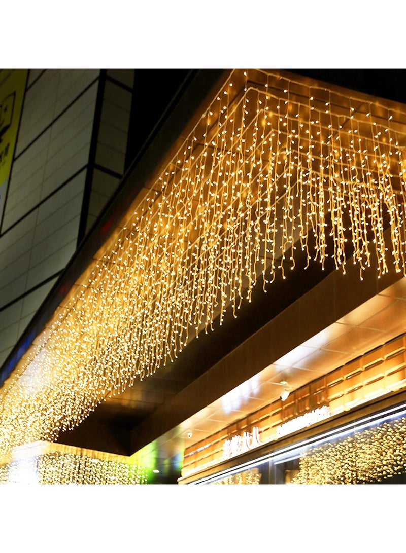 AUTOYSUR 5M 256 LED Outdoor Curtain Lights, 16.4FT x 3.3FT Curtain String Lights with 8 Shining Modes for Indoor Ceremony Birthday Christmas Party Bedroom Balcony Roof Decorations (Warm White) - Image 2