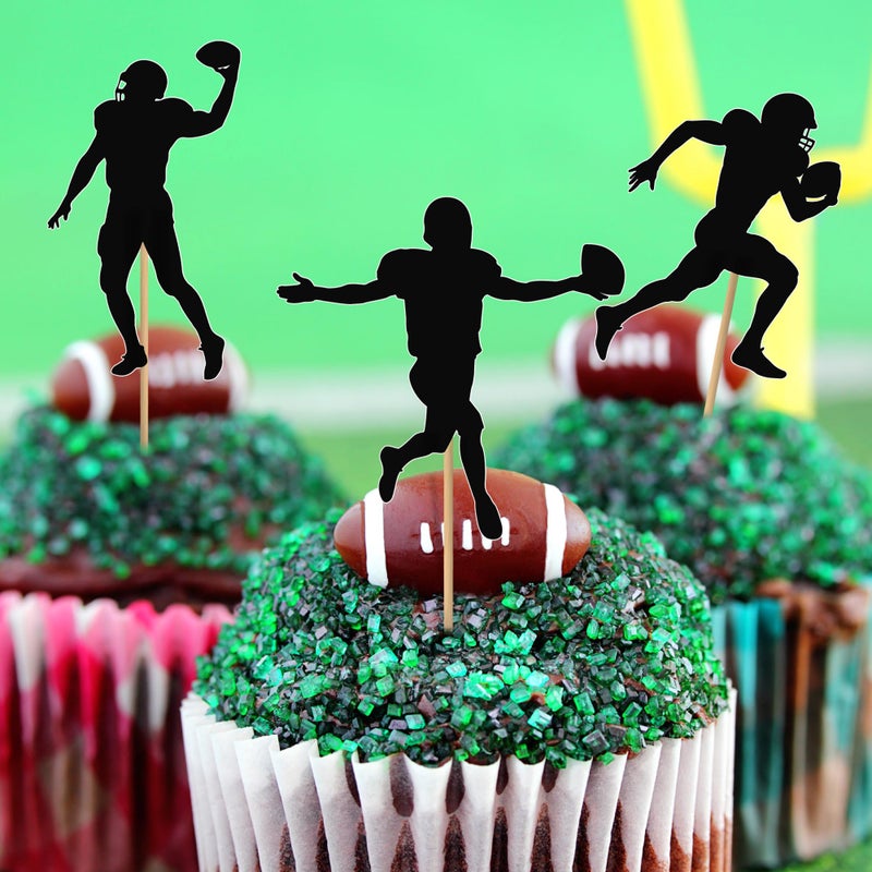 QZYL 24 Pcs Football Cupcake Toppers  Disposable Foot Ball Themed Toothpicks  Touchdown Players Flagship Cake Toppers  Football Party Decorations for Sports Theme Baby Shower Birthday Party Supplies - Image 5