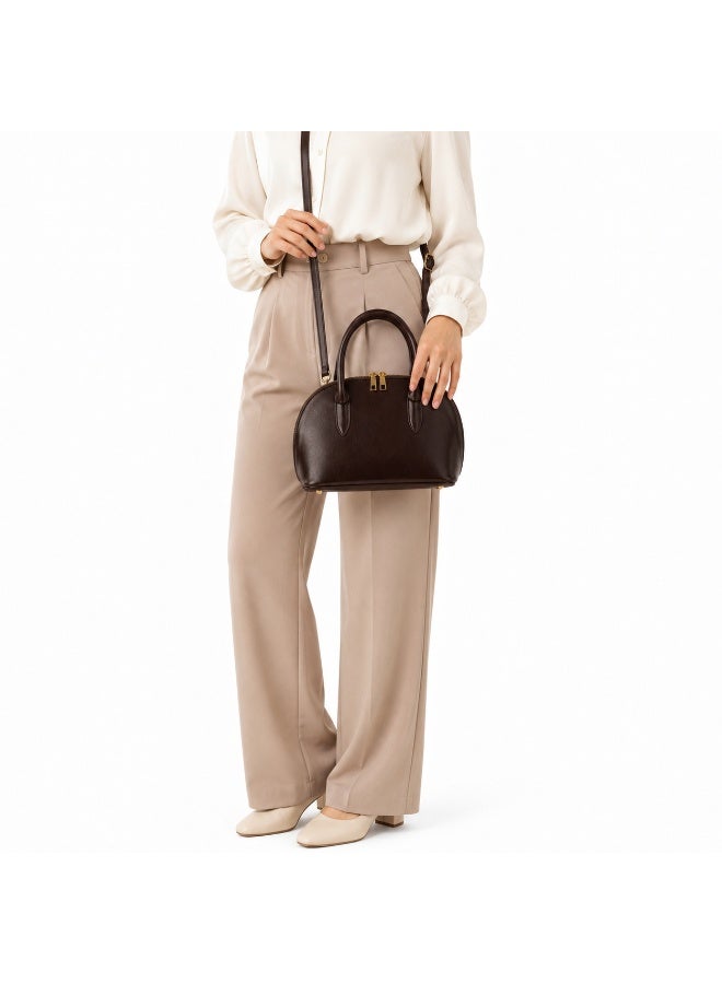 Women’s Dome-Shaped Handbag with Double Top Handles and Dual-Zip Closure – Elegant Everyday Bag for Work and Outings - Image 1