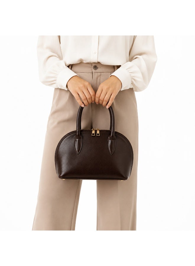 Women’s Dome-Shaped Handbag with Double Top Handles and Dual-Zip Closure – Elegant Everyday Bag for Work and Outings - Image 2