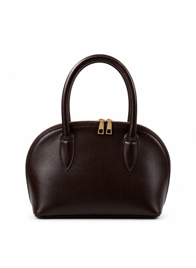 Women’s Dome-Shaped Handbag with Double Top Handles and Dual-Zip Closure – Elegant Everyday Bag for Work and Outings - Image 4