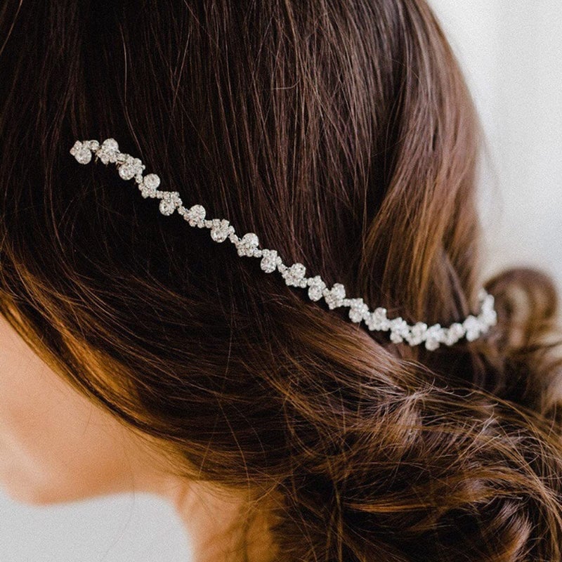 Asphire Vintage Crystal Headband with Side Combs Sparkling Rhinestone Head Chain Iced Out Hair Vine Prom Party Festival Hair Accessories for Women Silver