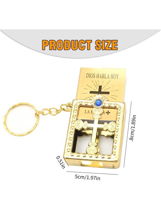 SYOWADA 12Pcs Spanish Miniature Bible Key Ring Mini Holy Bible with Hard Cover Keychain, Gold Keychain for First Communion - Image 4