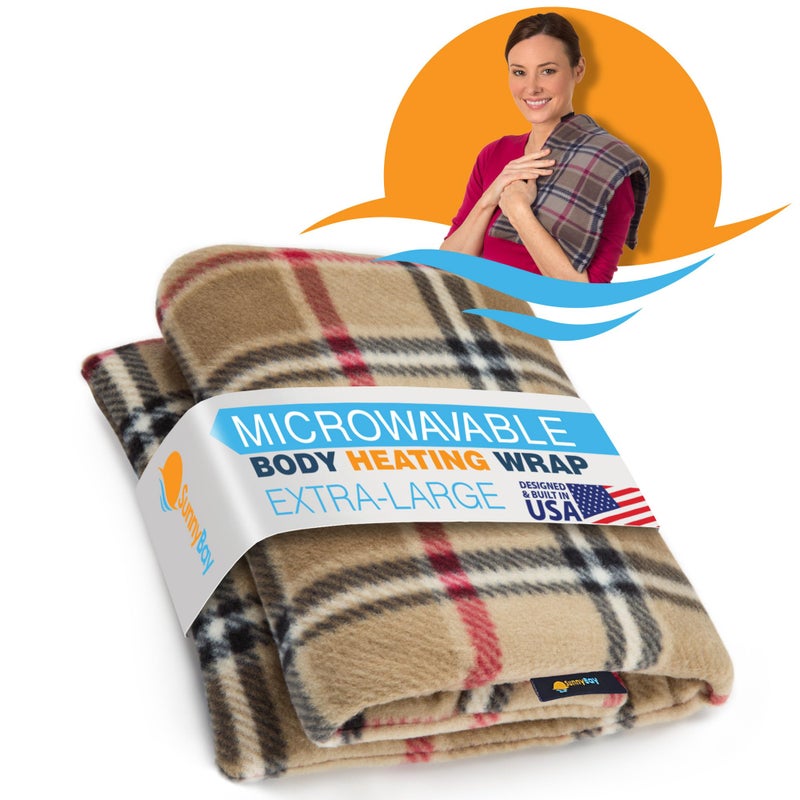 SunnyBay SunnyBay Extra Large Microwave Heating Pad Microwavable Heavy Weighted Full Body Moist Hot Pack and Washable Fleece Cover 10x24 Inches 4 lbs London