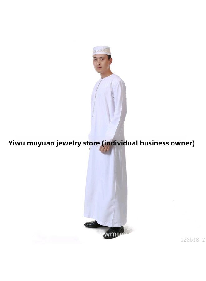 عباية - ثوب عربي رجالي - أبيض، مقاس 52 - ملابس تقليدية، ملابس إسلامية، لباس إسلامي، عباية دبي، قفطان، جبة - Image 3