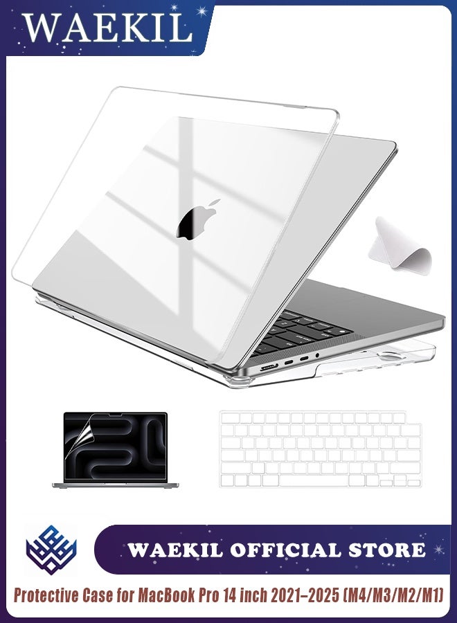 وايكيل حافظة حماية لجهاز ماك بوك برو 14 بوصة 2021-2025 (M4/M3/M2/M1)، هيكل صلب شفاف للغاية مع غطاء لوحة مفاتيح وواقي شاشة، غطاء مضاد للخدش ومضاد للاصفرار لطرازات A3112 / A3185 / A3401 / A2918 / A2992 / A2779 / A2442 - Image 1