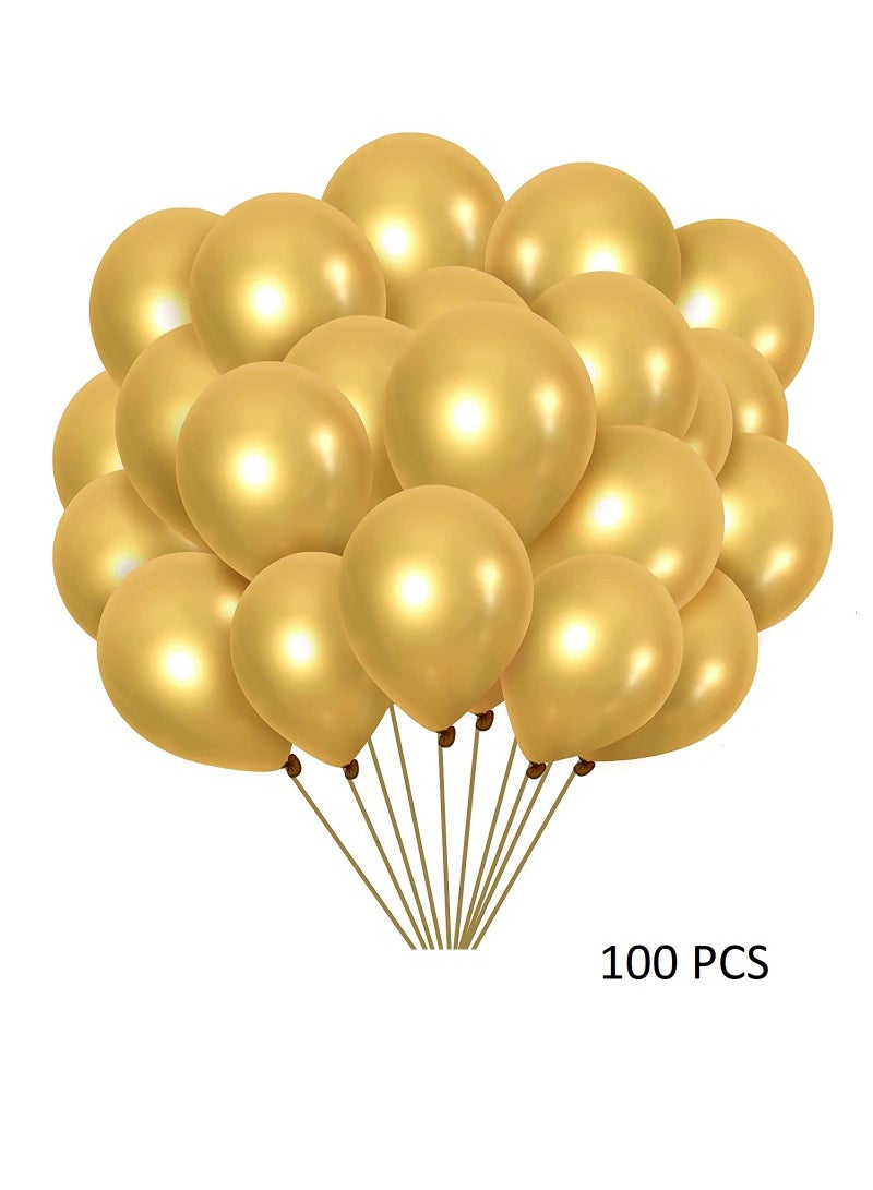 Boxwoods 100 PCS Of Golden Metallic Chrome Balloons for Valentines Day - Image 1