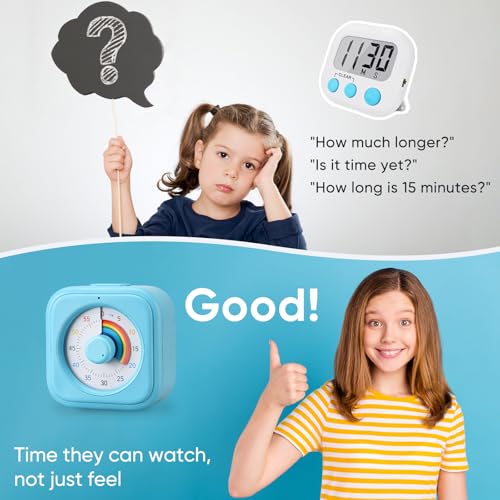 Nixroork Rainbow Visual Timer for Kids, 60 Minute Silent Countdown Clock with Color Disk, Time Management Tool for ADHD, Classroom, Kitchen, Office, Study, Pomodoro - Image 2