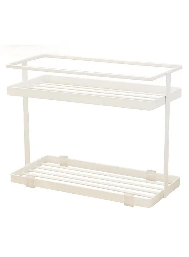 White Kitchen Condiment Storage Rack Multi Tiered Organization Stand - Image 2